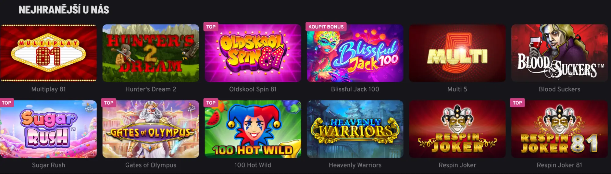 Výběr nejhranějších online her v kasinu Apollo Games