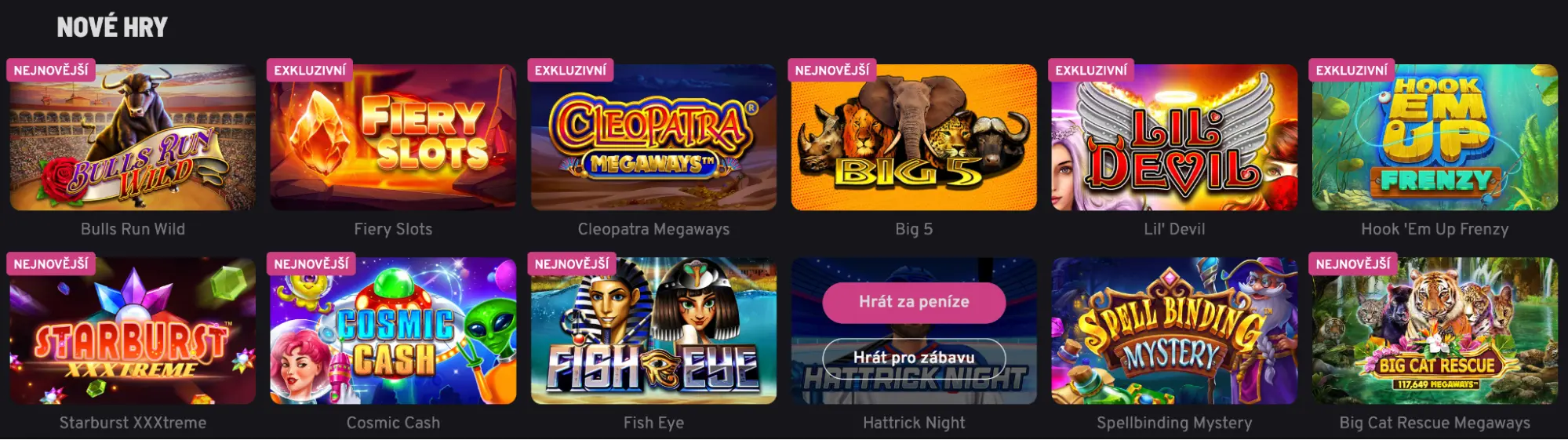 Kolekce nových online her v Apollo Games, včetně titulů Bulls Run Wild