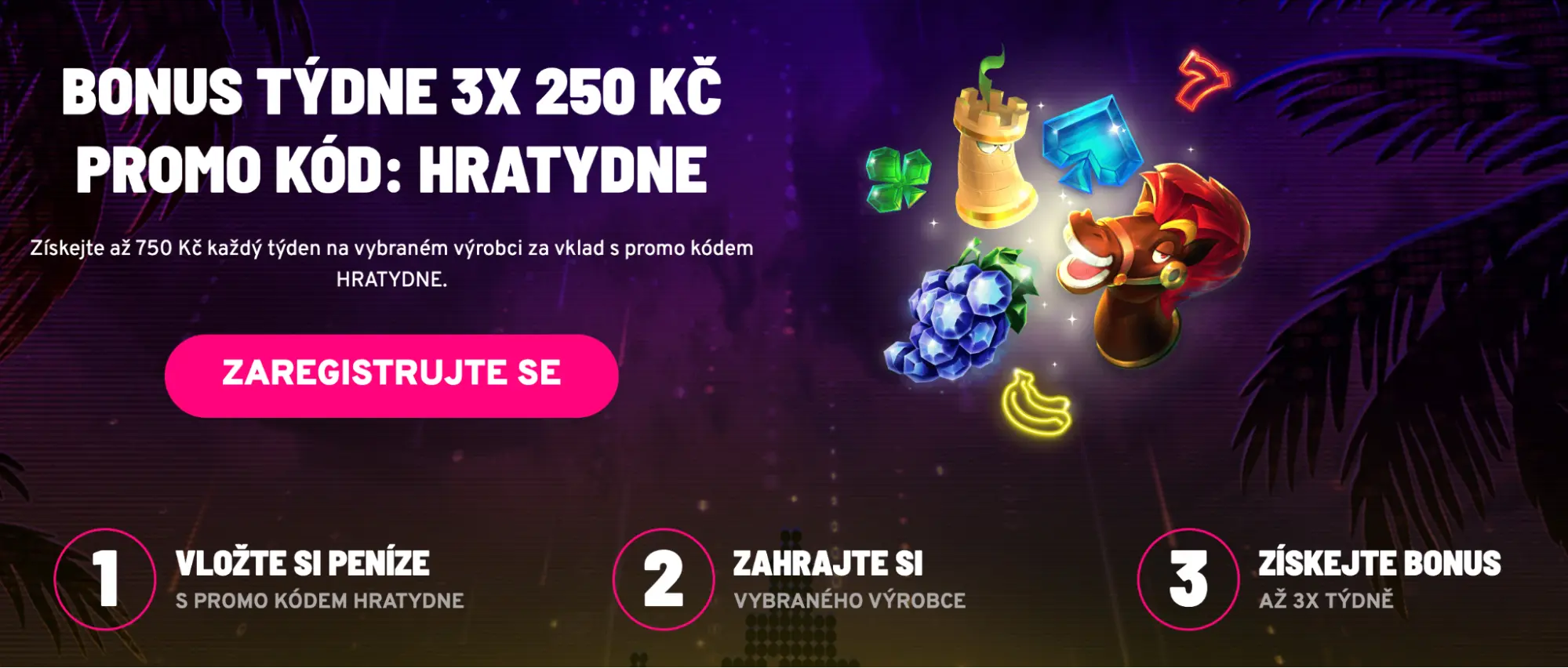 Apollo Games – týdenní bonus 3× 250 Kč s promo kódem HRATYDNE, postup získání ve třech krocích