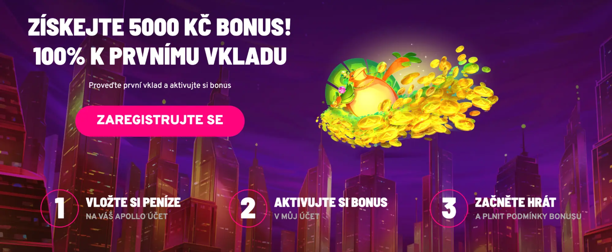 Apollo Games – bonus 5000 Kč a 100% k prvnímu vkladu pro nové hráče