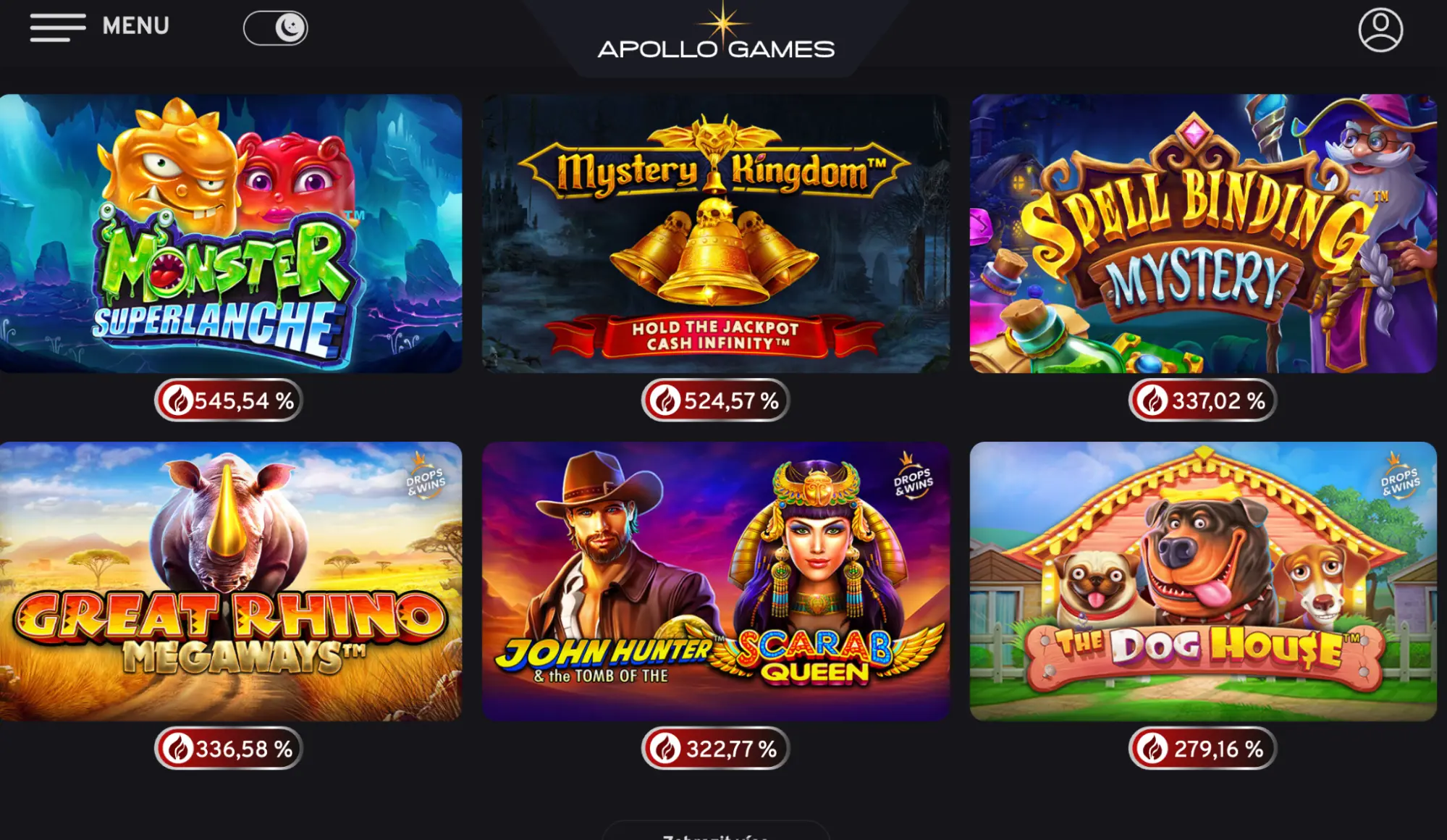 Oblíbené online sloty v Apollo Games – hrajte populární automaty Apollo Games – online automaty Monster Superlanche,