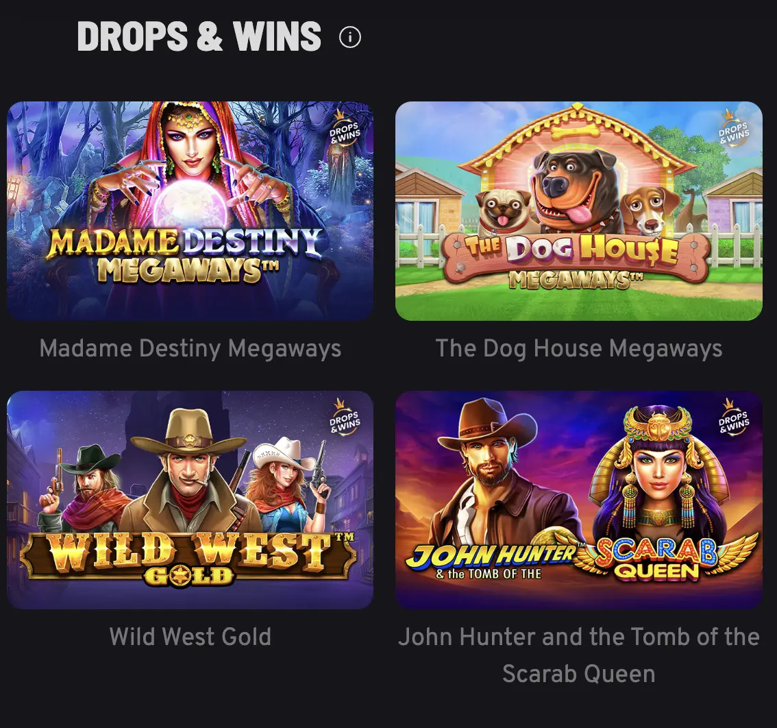 Výběr online slotů z kategorie Drops & Wins