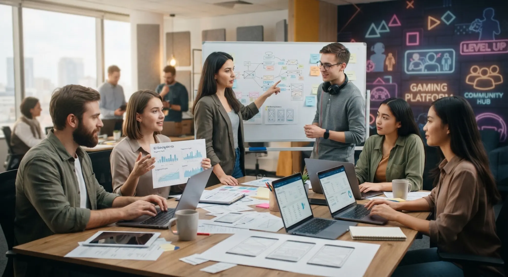Týmová spolupráce na obsahové a SEO strategii pro digitální projekt