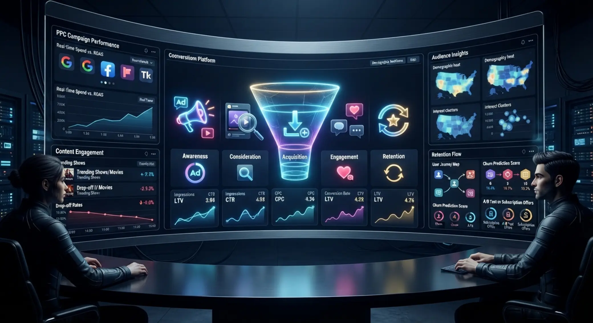 Dashboard pro CRO, PPC a retenci hráčů v digitálním marketingu