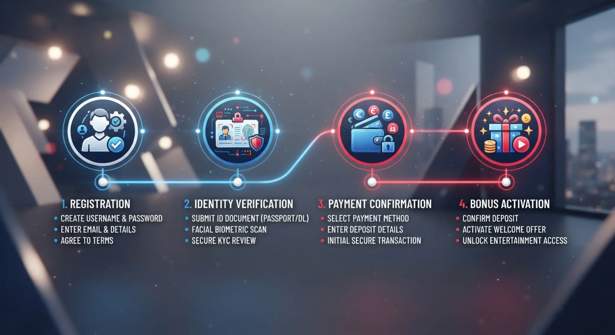 Kroky registrace, ověření identity a aktivace bonusu