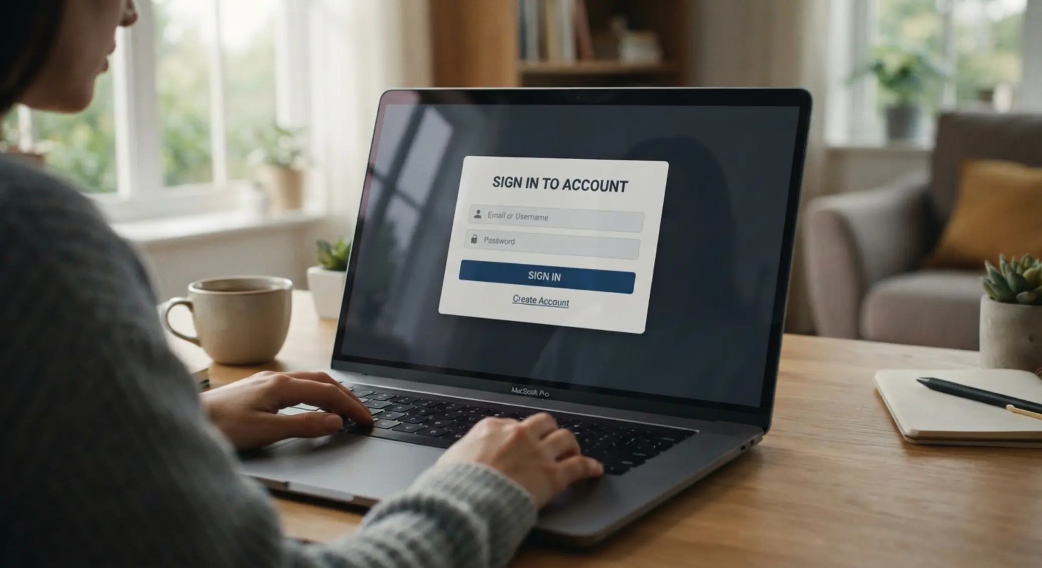 Přihlašovací formulář online casina na notebooku