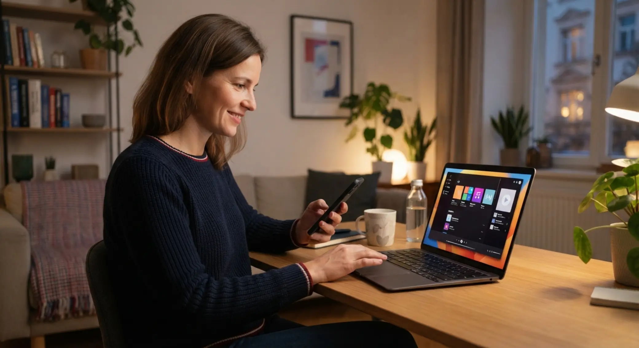 Hráč používá notebook a mobil při výběru českého online casina