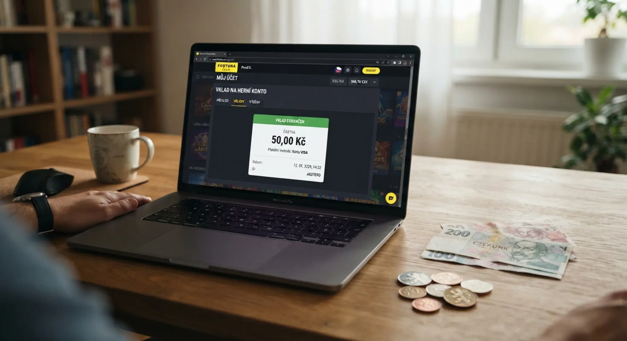 Online pokladna s vkladem 50 Kč a českými mincemi