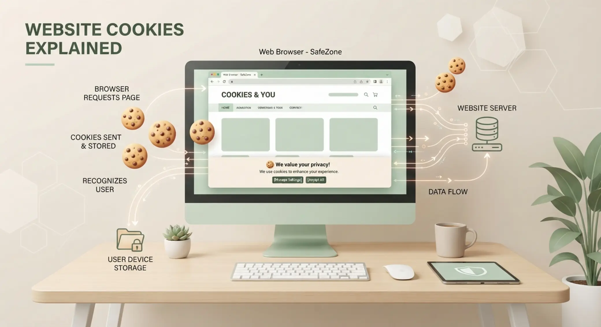 Ilustrace principu fungování cookies na webu