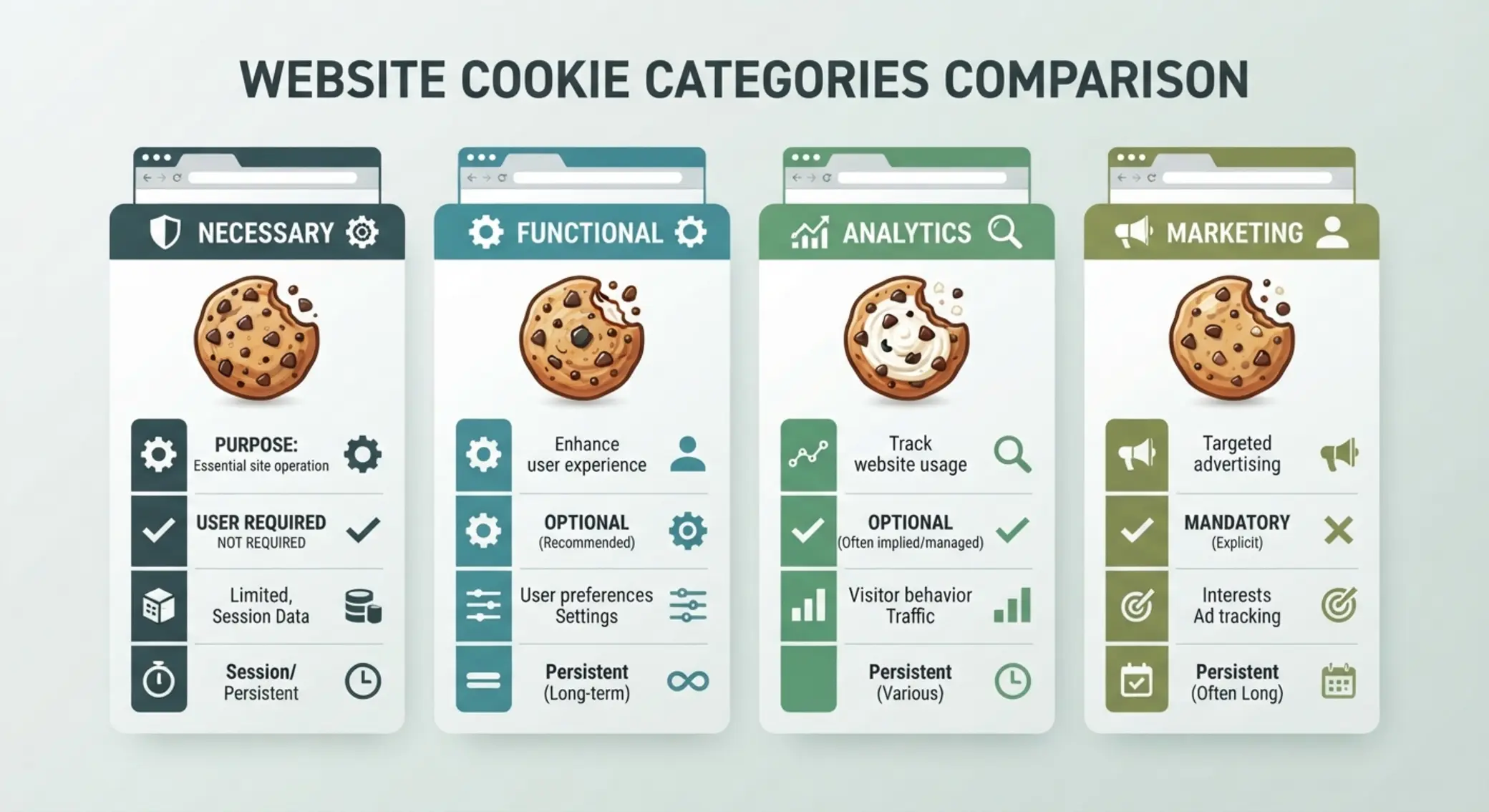 Přehled rozdílů mezi typy cookies
